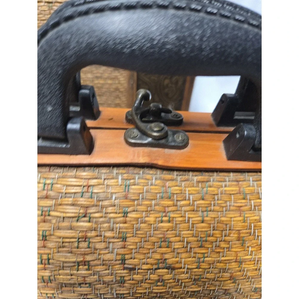 Vintage Nested Woven Storage Trunk Suitcase Set Boho Farmhouse Decor Pair 2 pc